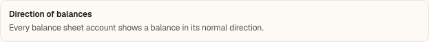 The “Direction of balances” section of the checks panel.
